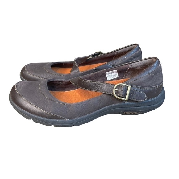 Merrell Dassie Mary Jane Shoes Espresso Brown Leather Slip On Womens Size 7.5 - Picture 3 of 11